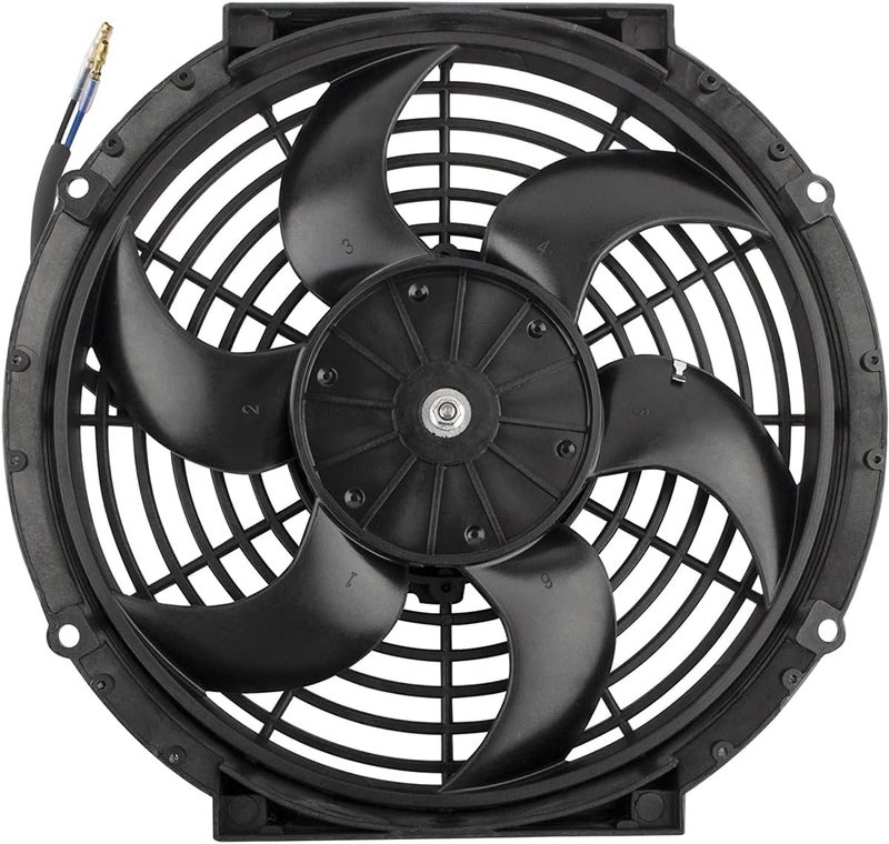 WEDOAUTO 10" inch Slim Fan Pull Electric Radiator Cooling 12V 80W High Performance Mount Universal Kit Black Heavy Duty Wide Curved 6 Blades - Image 2